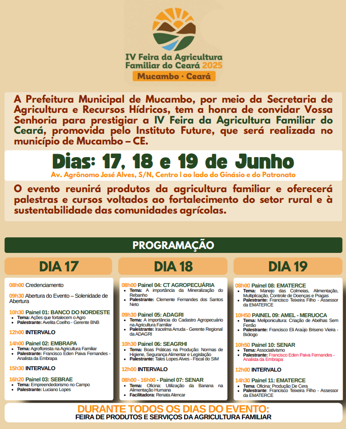 Exposição de produtos da agricultura familiar em Mucambo