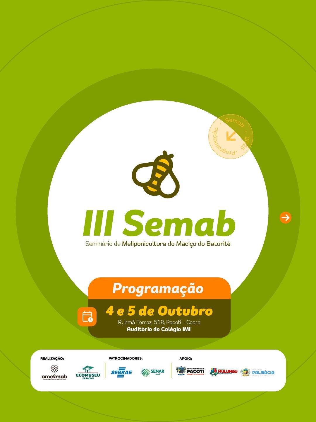 III Semab: Seminário de Meliponicultura do Maciço do Baturité acontece nos dias 4 e 5 de outubro em Pacoti