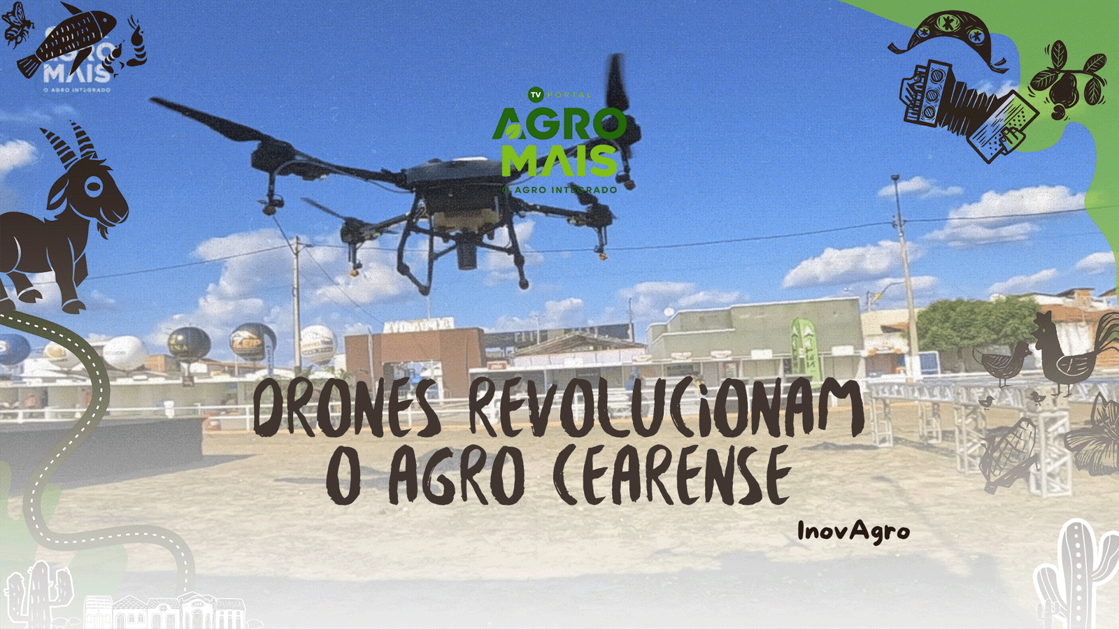 Drone em operação agrícola no Ceará, exemplo de inovação e sustentabilidade no agro.