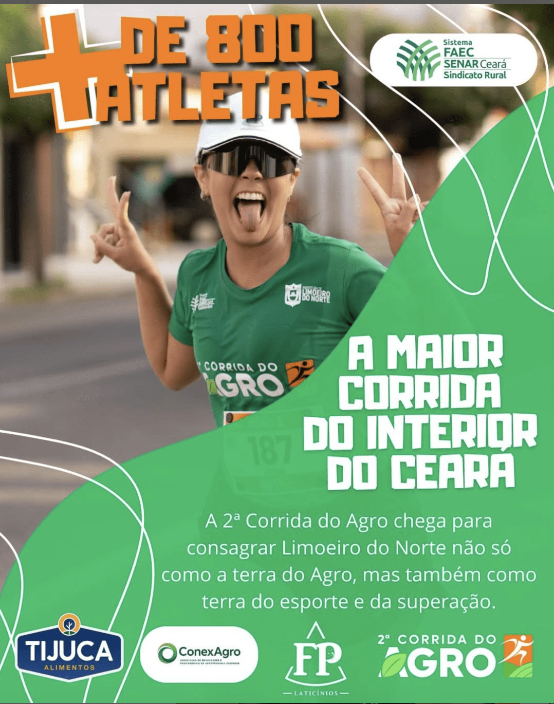 A 2ª Corrida do Agro acontece neste domingo (26/10), com concentração às 5h30 no Ginásio José Nilson Osterne e percursos de 2, 5 e 10 km.