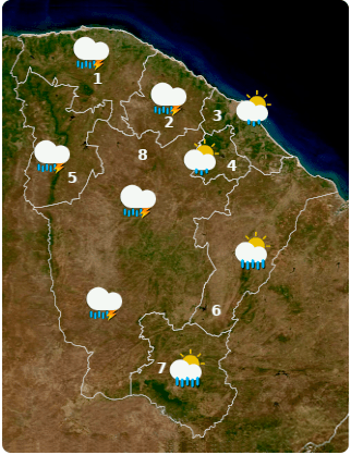 Atuação simultânea da ZCIT e da ZCAS eleva o potencial de chuvas no Ceará em 4 de março, segundo boletim da Funceme.