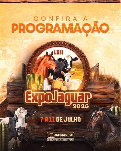 62ª ExpoJaguar 2026 começa hoje com queijos, concurso leiteiro e palmares em Jaguaribe