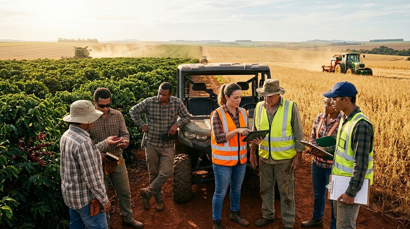 Equipe do agronegócio atua no campo e na cadeia produtiva
