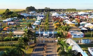 Estande da Embrapa com cultivares, soluções digitais e publicações técnicas