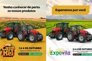 Tratores e soluções da Cequip expostos em feiras agropecuárias no Ceará