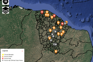Painel da Funceme registra focos de calor e reforça alerta para risco de incêndios.