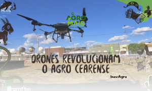 Drone em operação agrícola no Ceará, exemplo de inovação e sustentabilidade no agro.