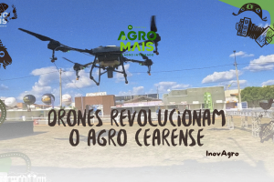 Drone agrícola pulverizando lavoura no Ceará com tecnologia sustentável e alta precisão.