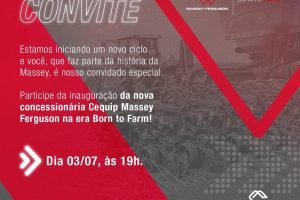 Convite da inauguração da nova unidade Cequip Massey Ferguson, em Fortaleza