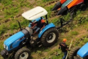 Trabalhadores instalam uma Unidade Disseminadora de Tecnologia em propriedade rural no Ceará.