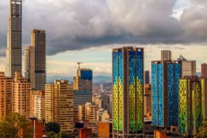 Cityscape in Bogota with tall buildings