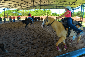 Competidoras durante a segunda edição do Ranchsorte Delas, evento dedicado às mulheres nos esportes equestres